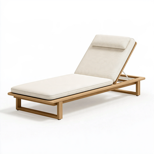 Chaise longue de jardin 200 x 70 cm en bois beige réglable
