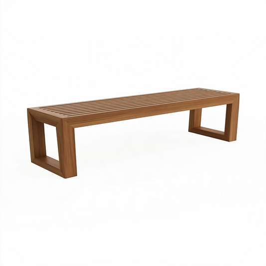 Banc de jardin 150 x 40 x 45 cm en bois marron à lattes style contemporain