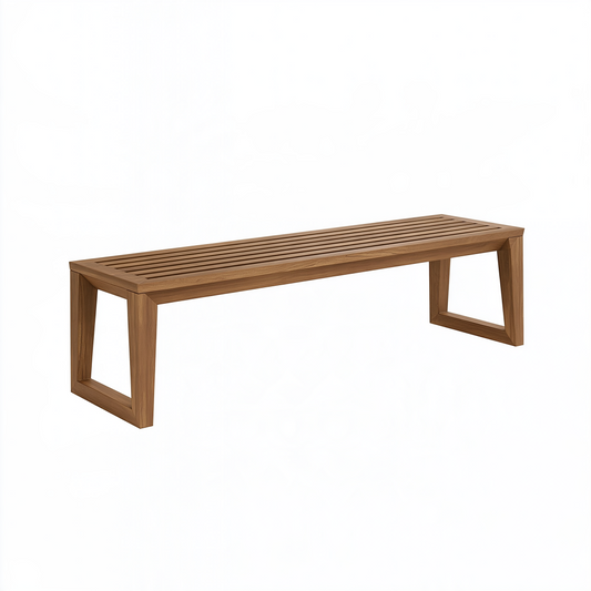 Banc de jardin 180 x 40 x 45 cm en bois marron à lattes style contemporain